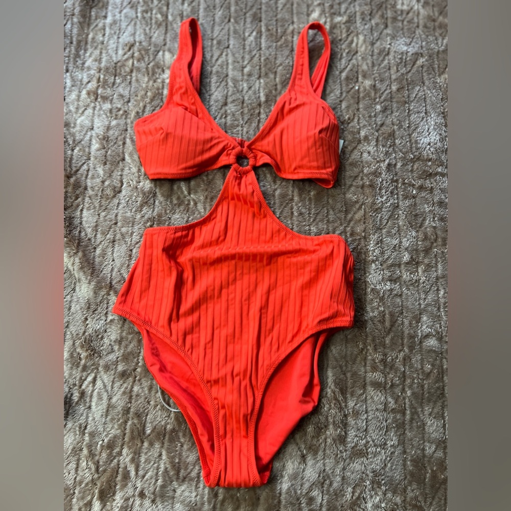 Aerie Wide Rib Cut Out Ring One Piece Swimsuit